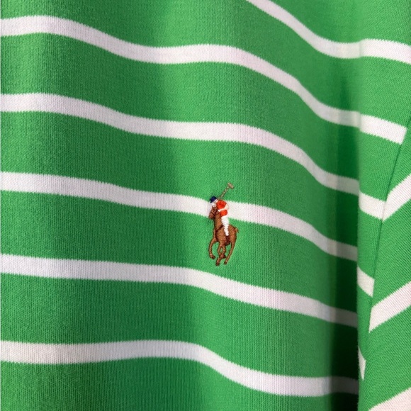 Polo Ralph Lauren Men’s 2XL Big Green White Striped Polo Shirt - Picture 2 of 6